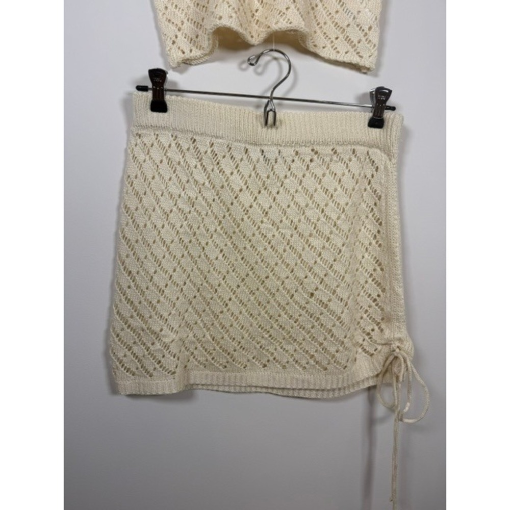 NWT AIMAGE Cream Crochet Knit 2-Piece Crop Top & Mini Skirt Set | Size M - Picture 4 of 14